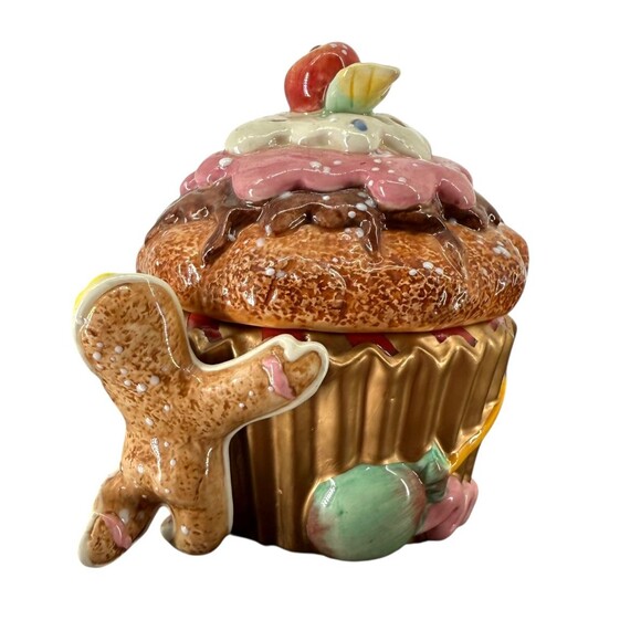VTG Fitz and Floyd Candy Lane Express Ceramic Cupcake Gingerbread Trinket Dish - Picture 7 of 12